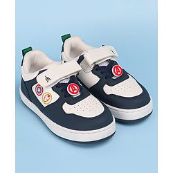 Pine Kids Marvel Avengers Patch Casual Shoes with Velcro Closure - White & Navy Blue