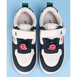 Pine Kids Marvel Avengers Patch Casual Shoes with Velcro Closure - White & Navy Blue