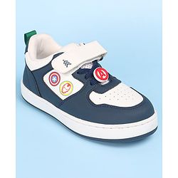 Pine Kids Marvel Avengers Patch Casual Shoes with Velcro Closure - White & Navy Blue