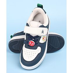 Pine Kids Marvel Avengers Patch Casual Shoes with Velcro Closure - White & Navy Blue