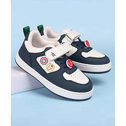 Pine Kids Marvel Avengers Patch Casual Shoes with Velcro Closure - White & Navy Blue