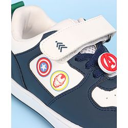 Pine Kids Marvel Avengers Patch Casual Shoes with Velcro Closure - White & Navy Blue