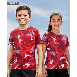 Pine Active Half Sleeves Abstract Printed T-Shirt - Red