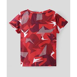 Pine Active Half Sleeves Abstract Printed T-Shirt - Red