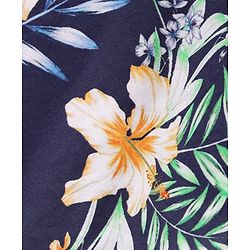 Pine Kids Cotton Woven Half Sleeves Shirt With Floral Print - Navy Blue