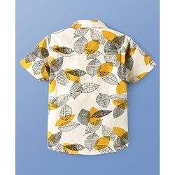 Pine Kids Cotton Woven Half Sleeves Shirt with Tropical Theme Print - White