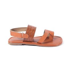 Pine Kids Velcro Closure Kolhapuri Chappals - Tan