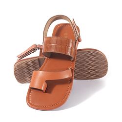 Pine Kids Velcro Closure Kolhapuri Chappals - Tan