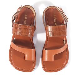 Pine Kids Velcro Closure Kolhapuri Chappals - Tan