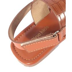Pine Kids Velcro Closure Kolhapuri Chappals - Tan