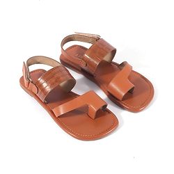 Pine Kids Velcro Closure Kolhapuri Chappals - Tan
