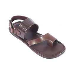 Pine Kids Velcro Closure Kolhapuri Chappals - Brown