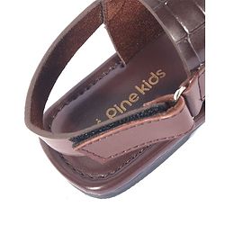 Pine Kids Velcro Closure Kolhapuri Chappals - Brown