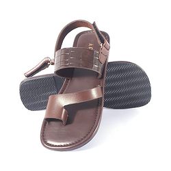 Pine Kids Velcro Closure Kolhapuri Chappals - Brown