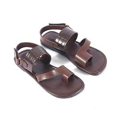 Pine Kids Velcro Closure Kolhapuri Chappals - Brown
