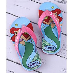 Pine Kids Disney Slip On Flip Flops with Ariel Mermaid Print - Light Blue