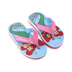 Pine Kids Disney Slip On Flip Flops with Ariel Mermaid Print - Light Blue
