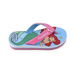 Pine Kids Disney Slip On Flip Flops with Ariel Mermaid Print - Light Blue