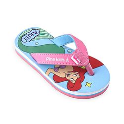 Pine Kids Disney Slip On Flip Flops with Ariel Mermaid Print - Light Blue