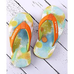 Pine Kids Slip On Printed Flip Flops - Orange & Light Blue