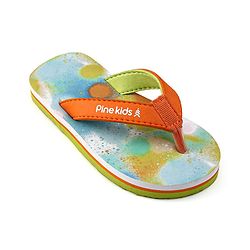 Pine Kids Slip On Printed Flip Flops - Orange & Light Blue