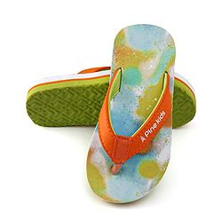 Pine Kids Slip On Printed Flip Flops - Orange & Light Blue