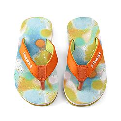 Pine Kids Slip On Printed Flip Flops - Orange & Light Blue