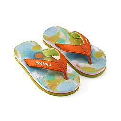 Pine Kids Slip On Printed Flip Flops - Orange & Light Blue