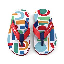 Pine Kids Slip On Flip Flops with Abstract Print - White Red & Blue