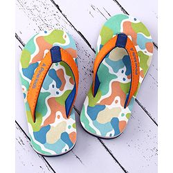 Pine Kids Slip On Flip Flops with Abstract Print - White Orange & Blue