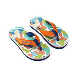 Pine Kids Slip On Flip Flops with Abstract Print - White Orange & Blue