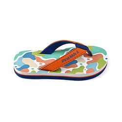 Pine Kids Slip On Flip Flops with Abstract Print - White Orange & Blue