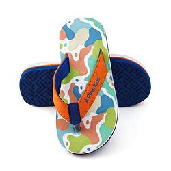 Pine Kids Slip On Flip Flops with Abstract Print - White Orange & Blue
