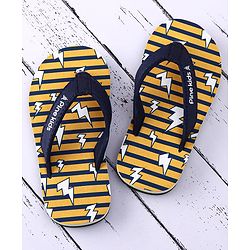Pine Kids Slip On Flip Flops with Striped & Lightning Print - Yellow