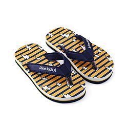 Pine Kids Slip On Flip Flops with Striped & Lightning Print - Yellow