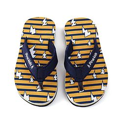 Pine Kids Slip On Flip Flops with Striped & Lightning Print - Yellow