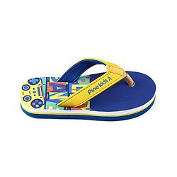 Pine Kids Slip On Flip Flops with Text & Game Controller  Print - Blue & Yellow