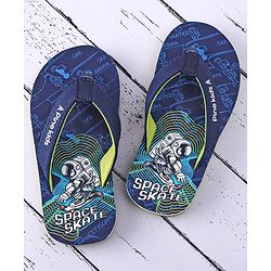 Pine Kids Slip On Flip Flops with Astronaut Print - Navy Blue