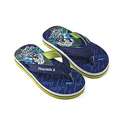 Pine Kids Slip On Flip Flops with Astronaut Print - Navy Blue