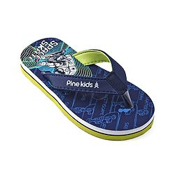 Pine Kids Slip On Flip Flops with Astronaut Print - Navy Blue