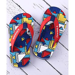 Pine Kids Slip On Flip Flops with Abstract Print - Red Blue & Yellow