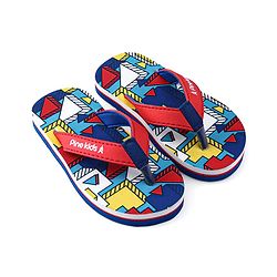 Pine Kids Slip On Flip Flops with Abstract Print - Red Blue & Yellow