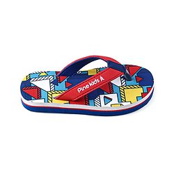 Pine Kids Slip On Flip Flops with Abstract Print - Red Blue & Yellow