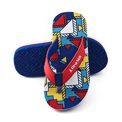 Pine Kids Slip On Flip Flops with Abstract Print - Red Blue & Yellow