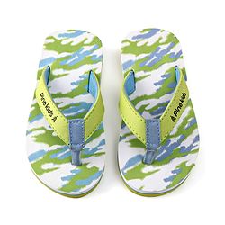 Pine Kids Slip On Flip Flops with Camouflage Print - Light Green