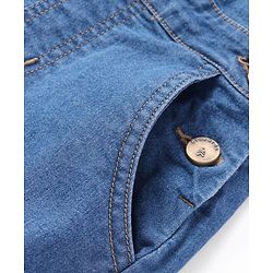 Pine Kids Woven  Full Length  Sleeveless Washed Denim Dungaree - Navy Blue