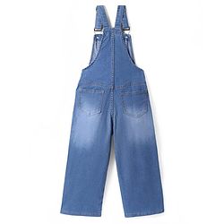 Pine Kids Woven  Full Length  Sleeveless Washed Denim Dungaree - Navy Blue