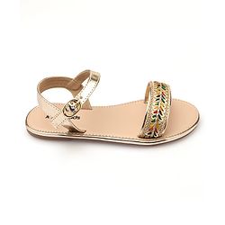 Pine Kids Party Wear Sandals with Buckle Closure & Sequin Detailing - Golden