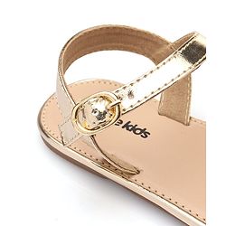 Pine Kids Party Wear Sandals with Buckle Closure & Sequin Detailing - Golden