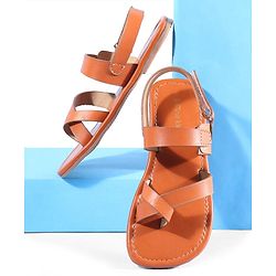 Pine Kids Velcro Closure Mojaris - Tan